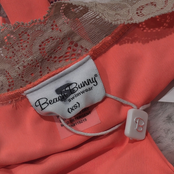 Nwt Beach Bunny Love‎ Potion Coral Lace Brazilian thong Bikini Bottoms xs - Picture 7 of 9